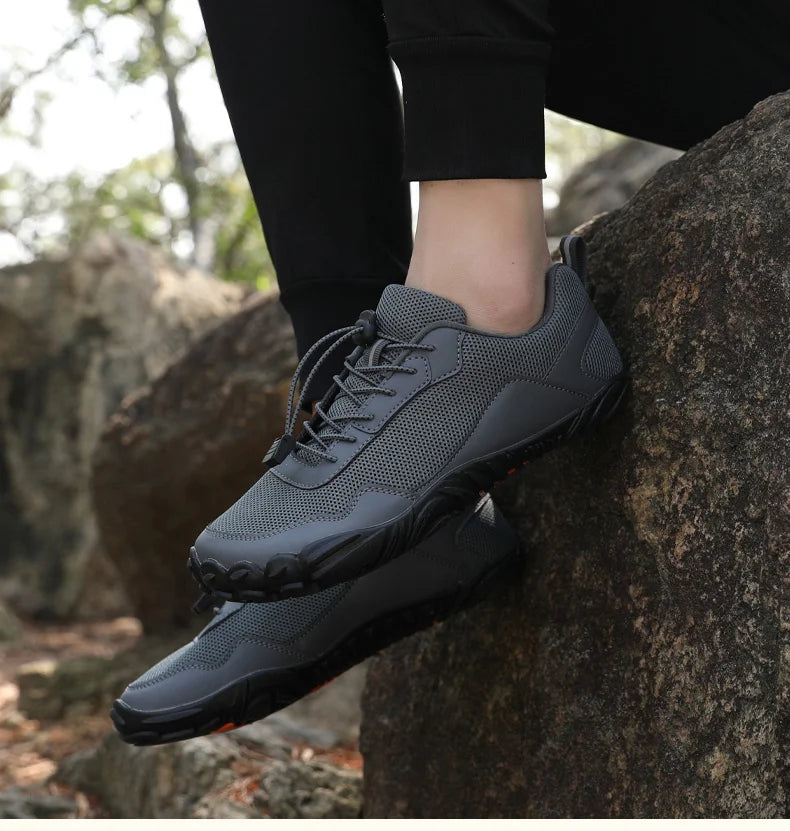 Zapatillas de senderismo para hombre, sin cordones, transpirables, para deportes al aire libre, escalada, trekking y running; antideslizantes, cómodas, calzado informal de jogging para hombre