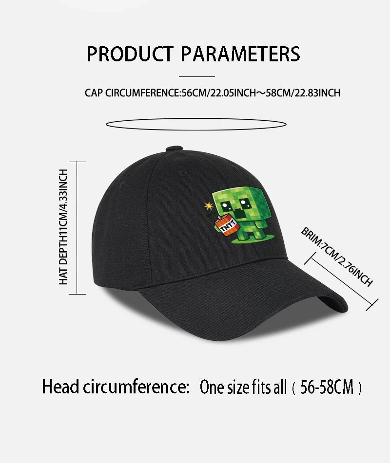 1 Creeper Pattern Baseball Cap | Unisex Hip-Hop Cap, lightweight and form-fitting, perfect for travel and casual wear year-round