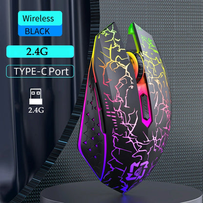 Mouse gaming RGB 2.4G wireless Bluetooth 1600DPI con 6 pulsanti silenziosi, mouse ergonomico dual-mode da ufficio per MacBook e PC