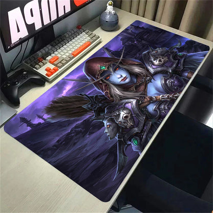Naturelle Horde Alliance-muismat van rubber, grote bureaumat voor computer en toetsenbord, HD World of Warcraft-gamingmuismat met snelheidsoppervlak en gestikte rand