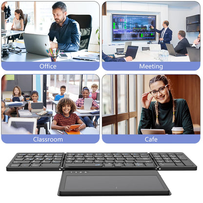 BOW Foladable Bluetooth Keyboard with Touchpad Pocket Folding Keyboard for Laptop Phone Tablet  Wireless Rechargeable Keyboard