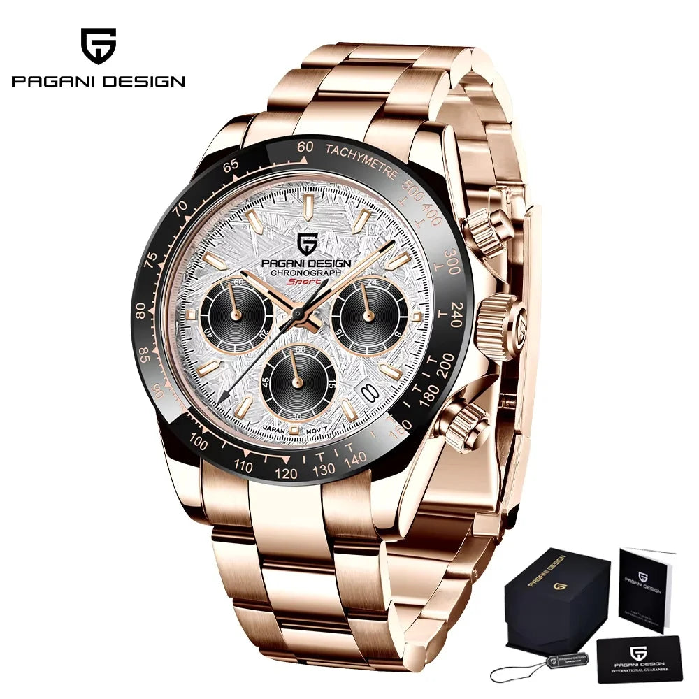 Nuovo originale PAGANI DESIGN PD-1664 orologio da uomo di lusso, movimento al quarzo giapponese VK63, zaffiro, impermeabile, cronografo, oro