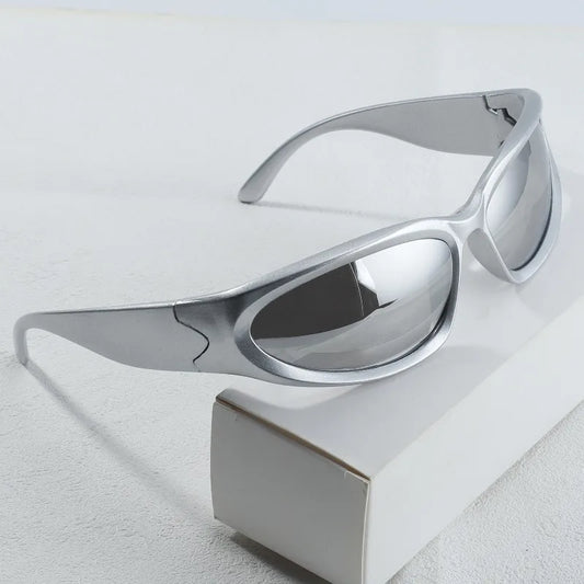 1pcs Y2K Style Irregular Frame Border Silver Glasses Men's Sunglasses Are Perfect for Concerts
