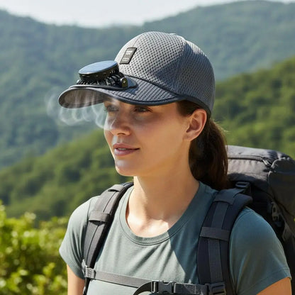Breathable Sun Hat — Solar Fan, USB Charging