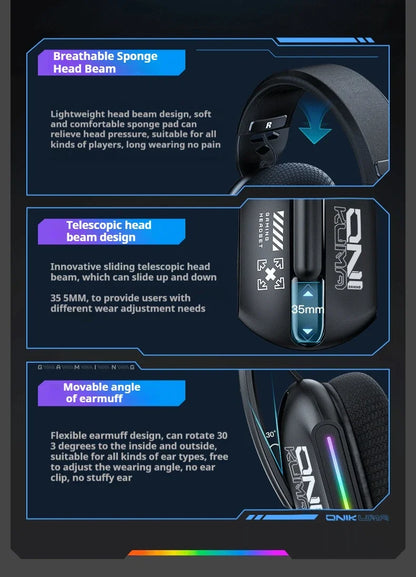 Auriculares gaming inalámbricos ONIKUMA GT808 2.4G/Bluetooth/cableados de 3 modos, circumaurales, con micrófono con cancelación de ruido para PC PS4 PS5