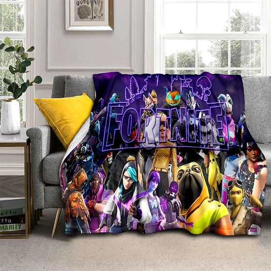 3D F-Fortnites Cartoon Game Flannel Blanket Soft Warm Throw Blanket for Bedroom Living Room Bed Travel Camping Picnic Gift