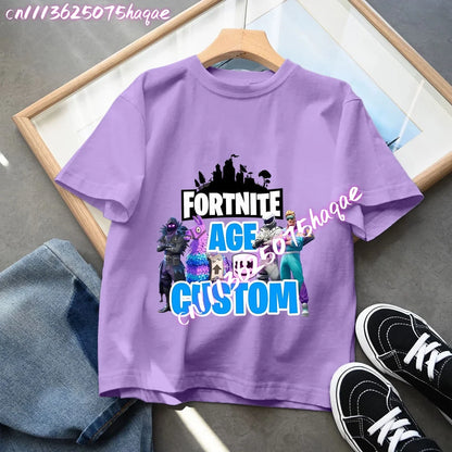Camisetas Fortnite para niños con estampado de anime y personajes, tops de dibujos animados Fortress Night, ropa de verano para niñas, manga corta, camisetas tipo pulóver