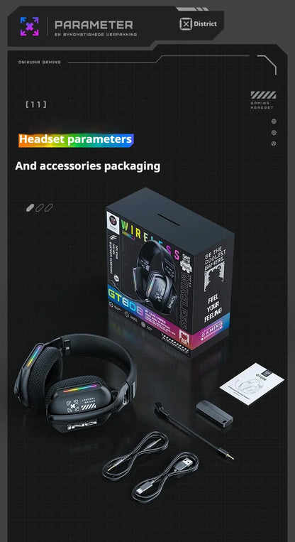 Auriculares gaming inalámbricos ONIKUMA GT808 2.4G/Bluetooth/cableados de 3 modos, circumaurales, con micrófono con cancelación de ruido para PC PS4 PS5