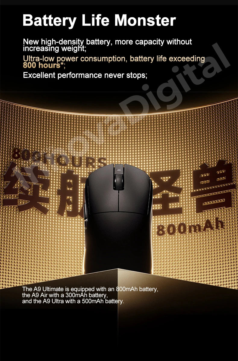 Mouse gaming wireless ATK Dragonfly A9 Ultimate A9 Air PAW3950 ultraleggero ergonomico e-sport per gamer FPS CSGO A9 Ultra