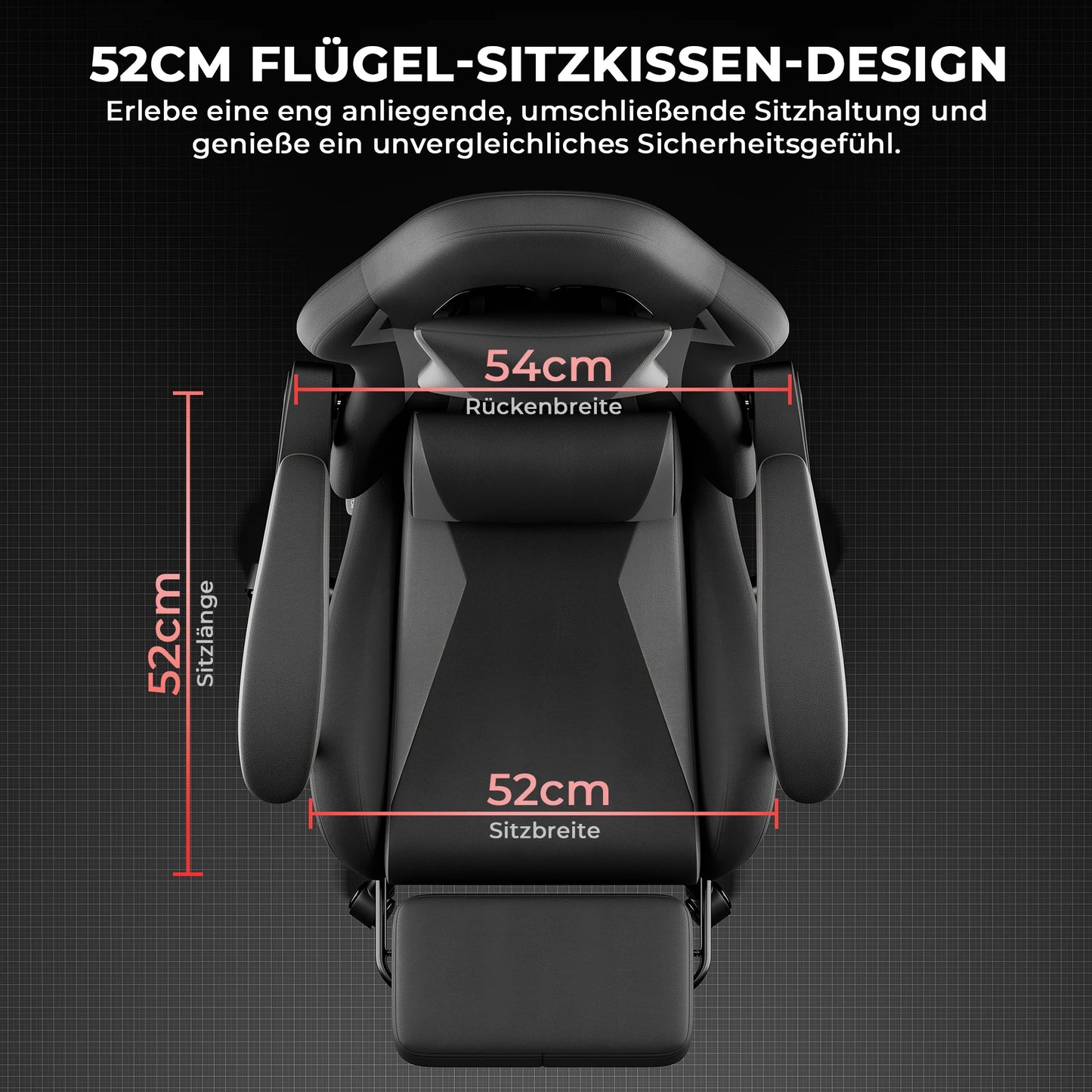 Ergonomic Gaming Chair with Lumbar Support & Head Pillow, Adjustable Reclining Computer Gaming Chair, Black Grey Office Chair