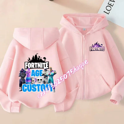 Giacca outdoor per bambini Cartoon FORTNITED per bambina e bambino, felpa cappotto, giacca a vento leggera di alta qualità, giacca autunnale con zip, abbigliamento top