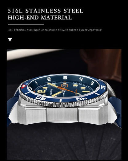 Orologio subacqueo automatico FeelNever 8215 da uomo, super luminoso, in acciaio 316, con vetro zaffiro, orologio sportivo meccanico maschile