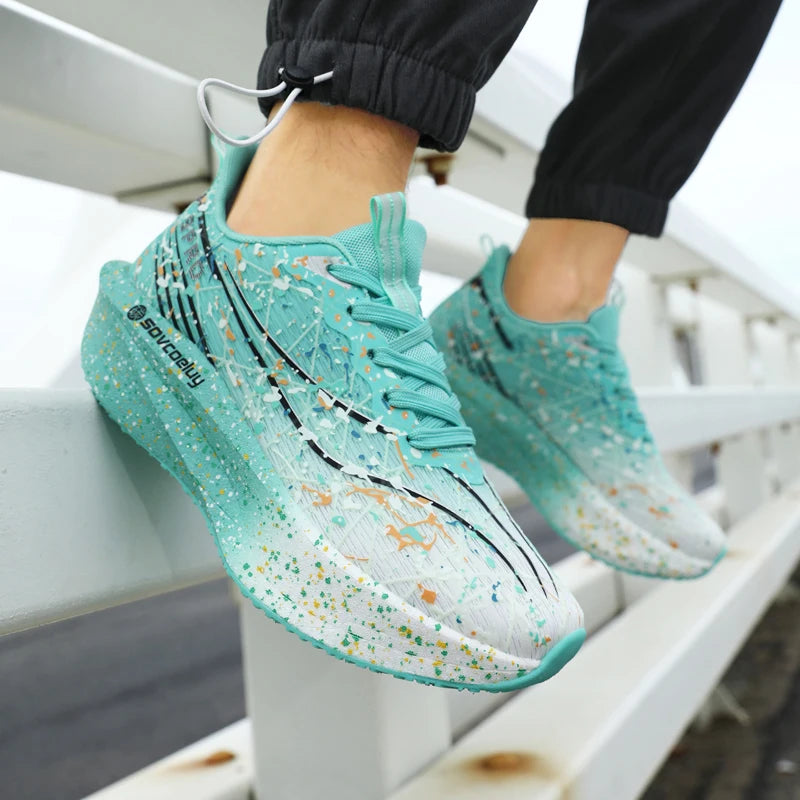 Zapatillas de running para hombre y mujer con placa de carbono, amortiguación para maratón, deportivas, transpirables, ligeras, cómodas y antideslizantes