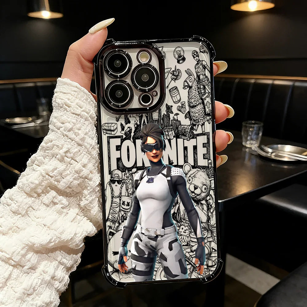 Cover placcata Popular Game FortniteS per Samsung S26 S25 S24 S23 S22 S21 S20 FE Note20 Edge Plus Ultra 4G 5G anti-caduta
