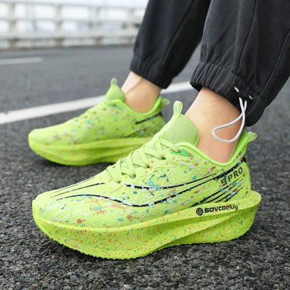 Zapatillas de running para hombre y mujer con placa de carbono, amortiguación para maratón, deportivas, transpirables, ligeras, cómodas y antideslizantes