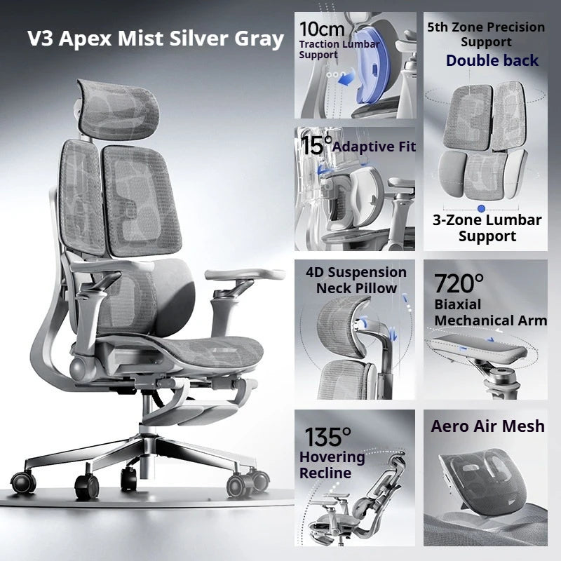 Silla de oficina de malla ergonómica ejecutiva para ordenador y gaming, mueble moderno giratorio con ruedas ajustable, silla gaming ergonómica