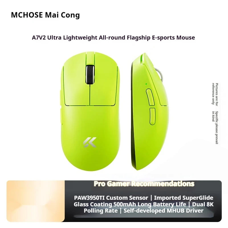 MCHOSE A7 V2 Ultra+ Wireless Mouse Tri-Mode Lightweight Paw3950 Ti 42000dpi 500mah Pc Esports Laptop Gaming Mice Accessories