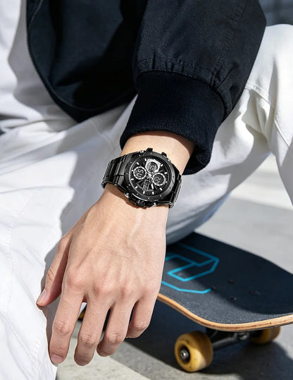 Orologio da uomo SMAEL 8160 – Modello sportivo militare, analogico e digitale, in acciaio inossidabile – Impermeabile, con display a LED, sveglia, cronografo e cronometro