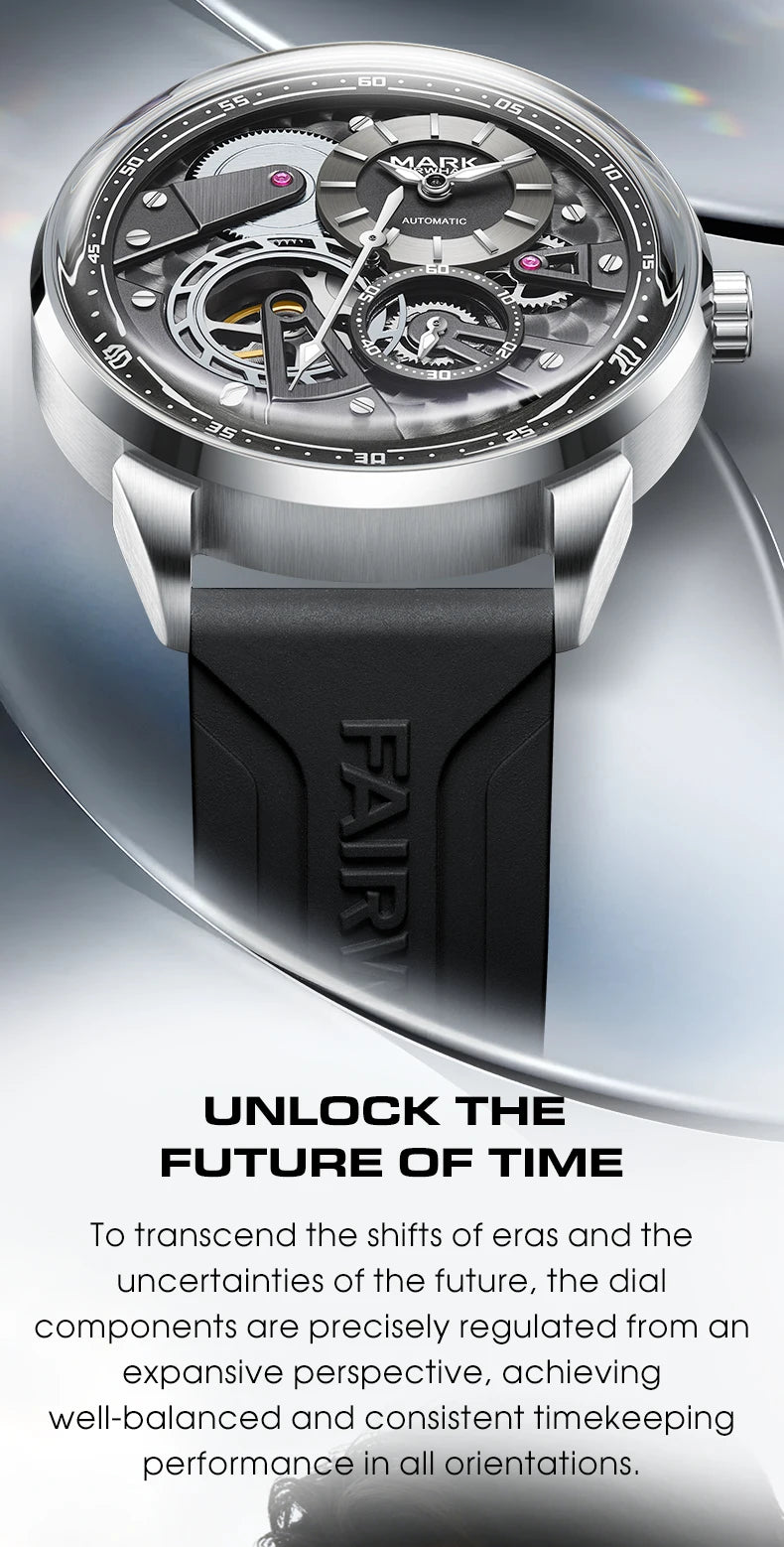 MARK FAIRWHALE Business Automatic Mechanical Watch 46MM Stainless Steel Luxury Men's Watch