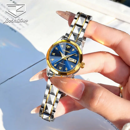 JSDUN 8995 Women Watch Mechanical Watch Waterproof Week Date Ladies Watch High Quality Luxury Original Tungsten Steel Clock
