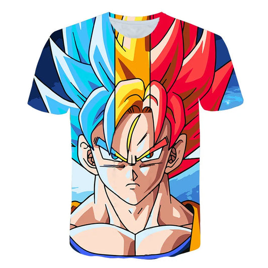T-shirty męskie Dragon Ball Z, T-shirt dla chłopców, odzież dziecięca, letni krótki rękaw, dziecięcy top z motywem kreskówkowym, T-shirt dla małego chłopca