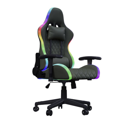 Rosahqnda Gaming Chair with Massage Function, Adjustable backrest,Computer Chair,with ambient light,Lumbar Cushion, Pillow,150 KG
