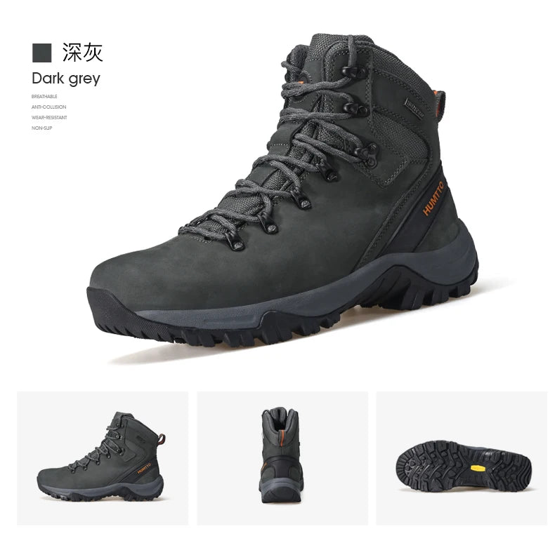 Zapatos de senderismo HUMTTO, botas de caza impermeables para hombre, botas tácticas de combate para desierto hasta el tobillo, botas de trekking para hombre y mujer, zapatillas cálidas de cuero