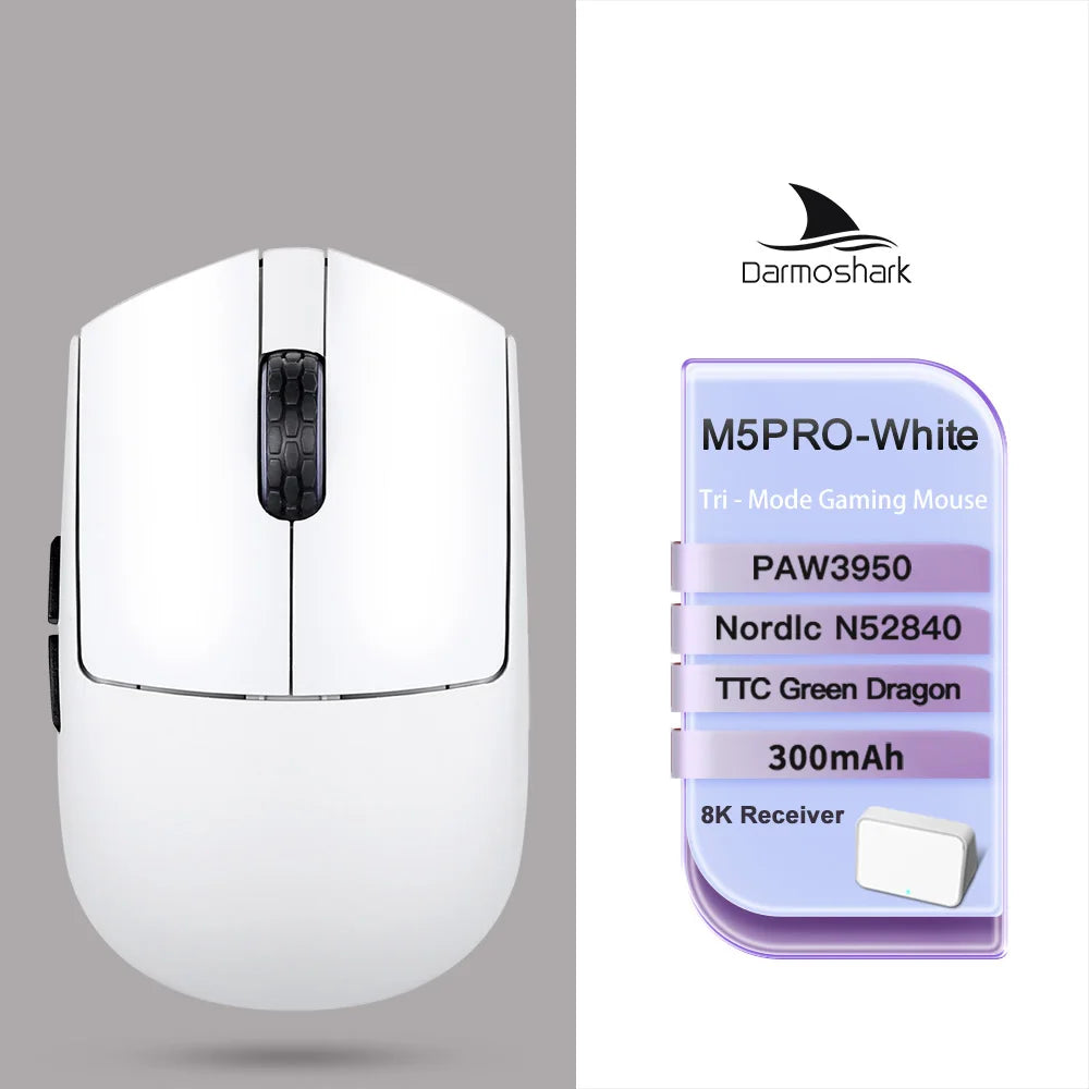Darmoshark M5Air Forged Carbon Fiber Wireless 8K Gaming Mouse PAW3950 30K DPI Small Hand Finger Grip Game Macro Mice Lightweight