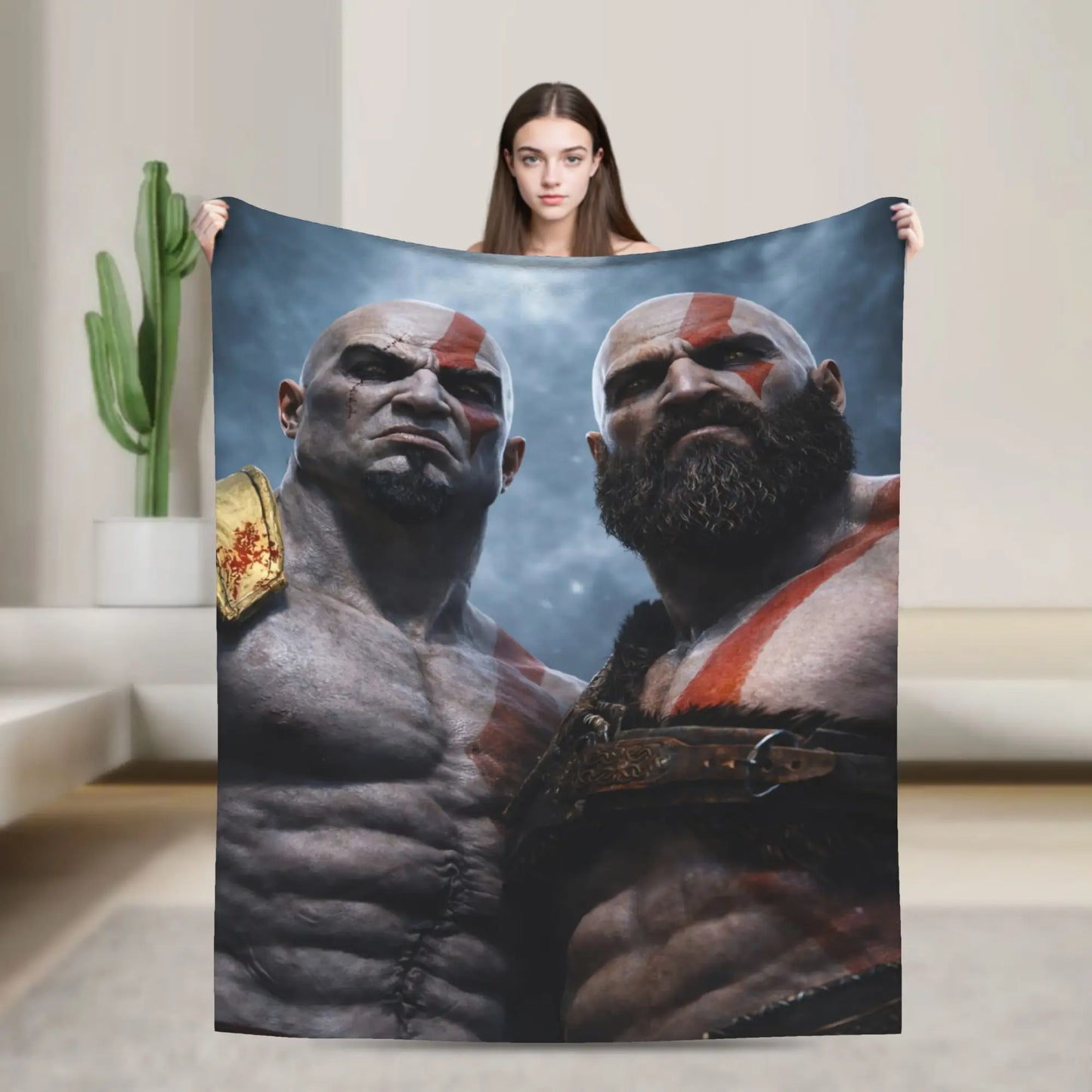 God of War Game Gamers Kratos Blanket Quality Super Soft  Throw Blanket Spring Decorative Couch Chair Sofa Bed Pattern Bedspread