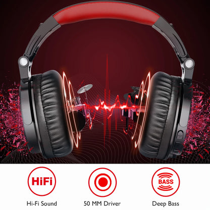 Auriculares gaming inalámbricos Bluetooth 5.2 OneOdio 110H – 110H de autonomía, sonido de graves profundos circumaurales con micrófono, auriculares 2 en 1 con cable e inalámbricos para PC y PS4