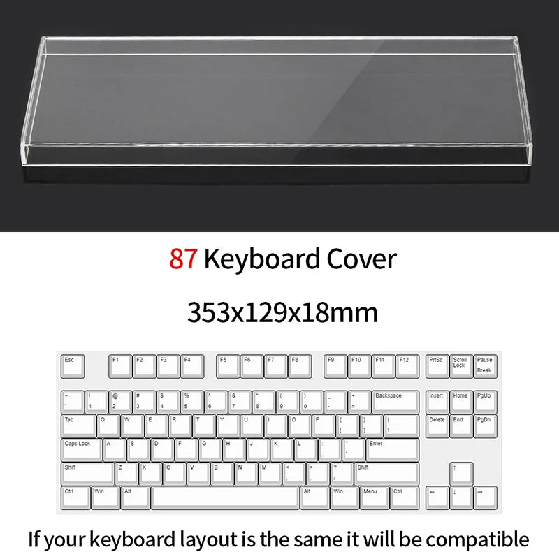 Funda protectora transparente de acrílico para teclado mecánico, cubierta antipolvo para teclado de 60/61/64 96 98 104/108 teclas, funda para ratón y teclado