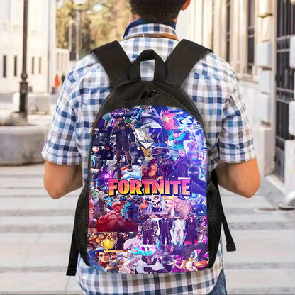 Mochila escolar infantil con bolso de hombro y estuches para lápices, bolsas escolares con diseño de juego popular F-FortniteS para niños y niñas, el mejor regalo