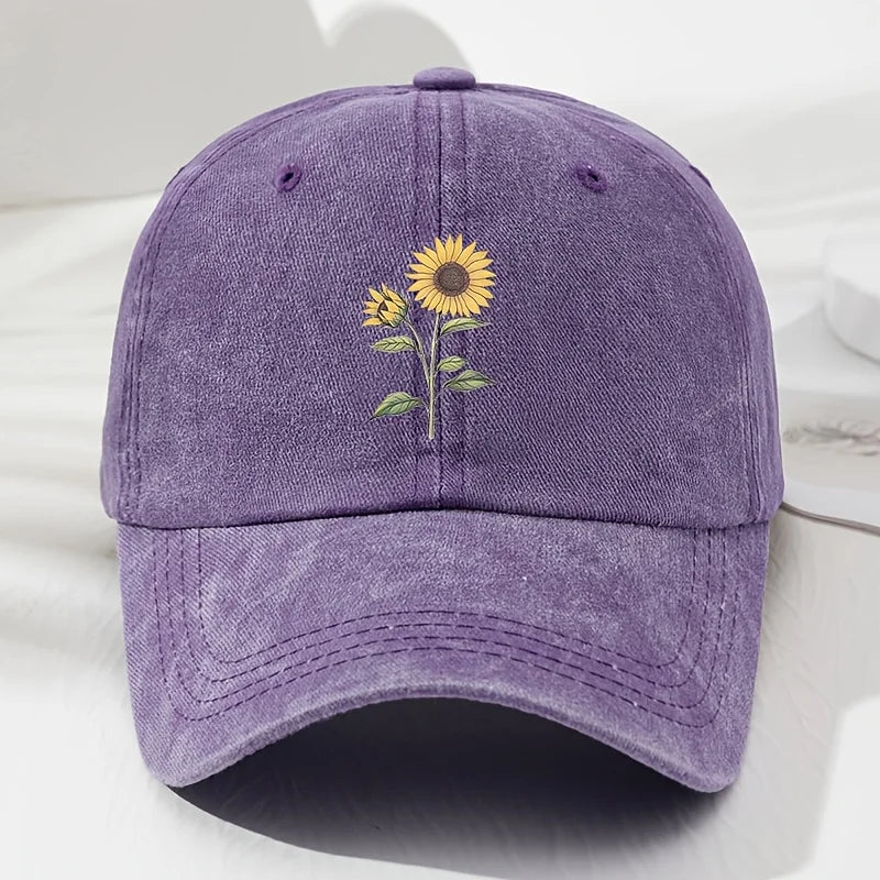 Baseballkasket med retro solsikkemønster (Dad Hat), velegnet til udendørs sport, fiskeri og camping, vandrekasket