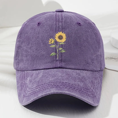 Baseballkasket med retro solsikkemønster (Dad Hat), velegnet til udendørs sport, fiskeri og camping, vandrekasket
