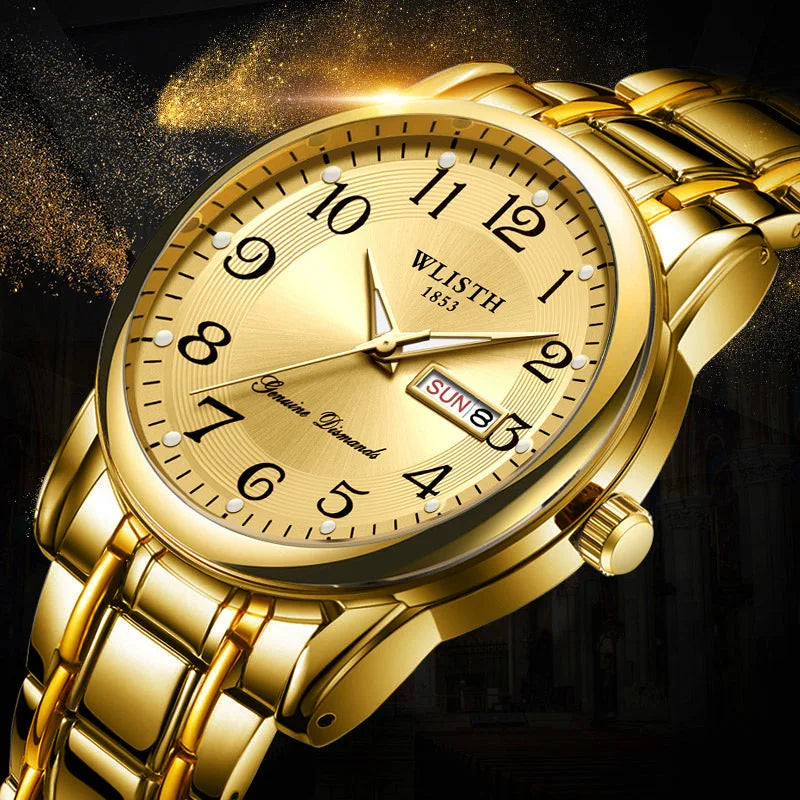 Relógio de luxo para mulher, relógio de quartzo, relógio de pulso digital, à prova de água, com calendário e visor iluminado; estilo moderno e profissional, adequado também para homens.