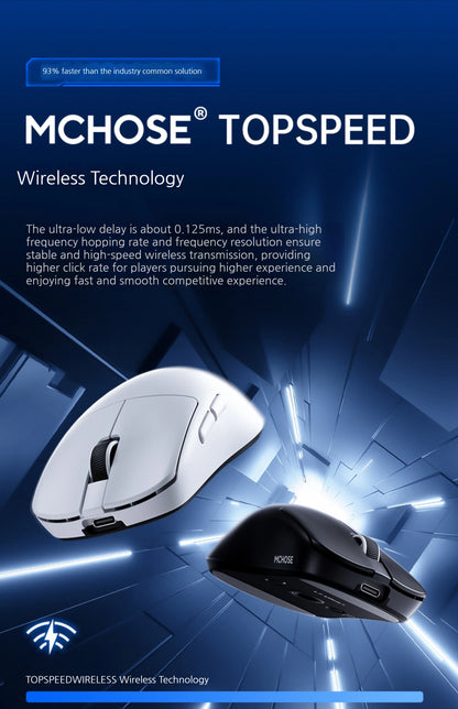 MCHOSE L7 Ultra+ Ratón de mano mediano-grande para gaming y e-sports Paw3950, inalámbrico de tres modos, ligero, de oficina, con doble accionamiento para ordenador