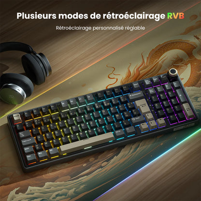 Tastiera meccanica cablata RK ROYAL KLUDGE R98Pro Gasket, 98 tasti, RGB, hot-swappable, pulsante pluggable, tastiera gamer con keycap PBT