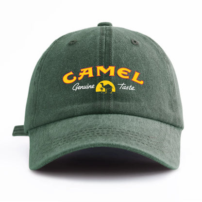 1pc CAMEL Print Washed Baseball Cap for Adults,Minimalist Retro Style Casual Soft Adjustable Dad Hat,Perfect As Gift