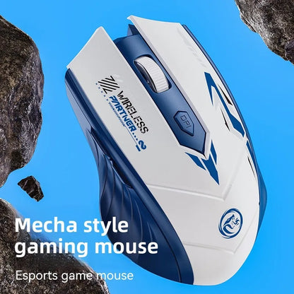 Ratón gaming inalámbrico 2.4G USB silencioso de doble modo Bluetooth recargable 1600DPI para ordenador, PC y portátil