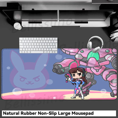 Accesorios Gaming O-Overwatch D-D.va Alfombrilla de Ratón Grande, Alfombrilla para Teclado y Ratón PC, Deskmat XXL Extendida, Alfombrilla Gamer