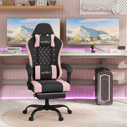 Silla de ordenador giratoria WOLTU con función de masaje, silla de oficina ergonómica con almohada y reposapiés, silla gaming ajustable en altura