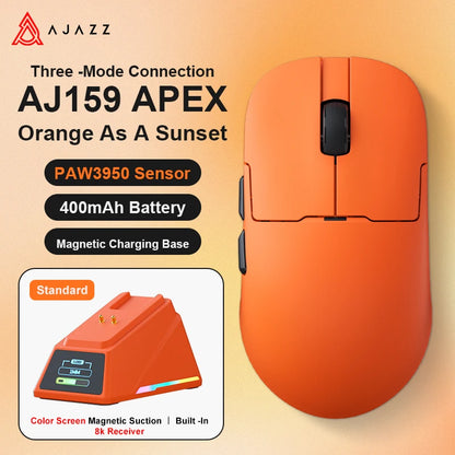 AJAZZ AJ159 APEX Wireless Gaming Mouse, Lightweight RGB Gaming Mouse with Magnetic Charging Dock, Bluetooth & 2.4GHz, Up to 30,000 DPI for PC & Laptop