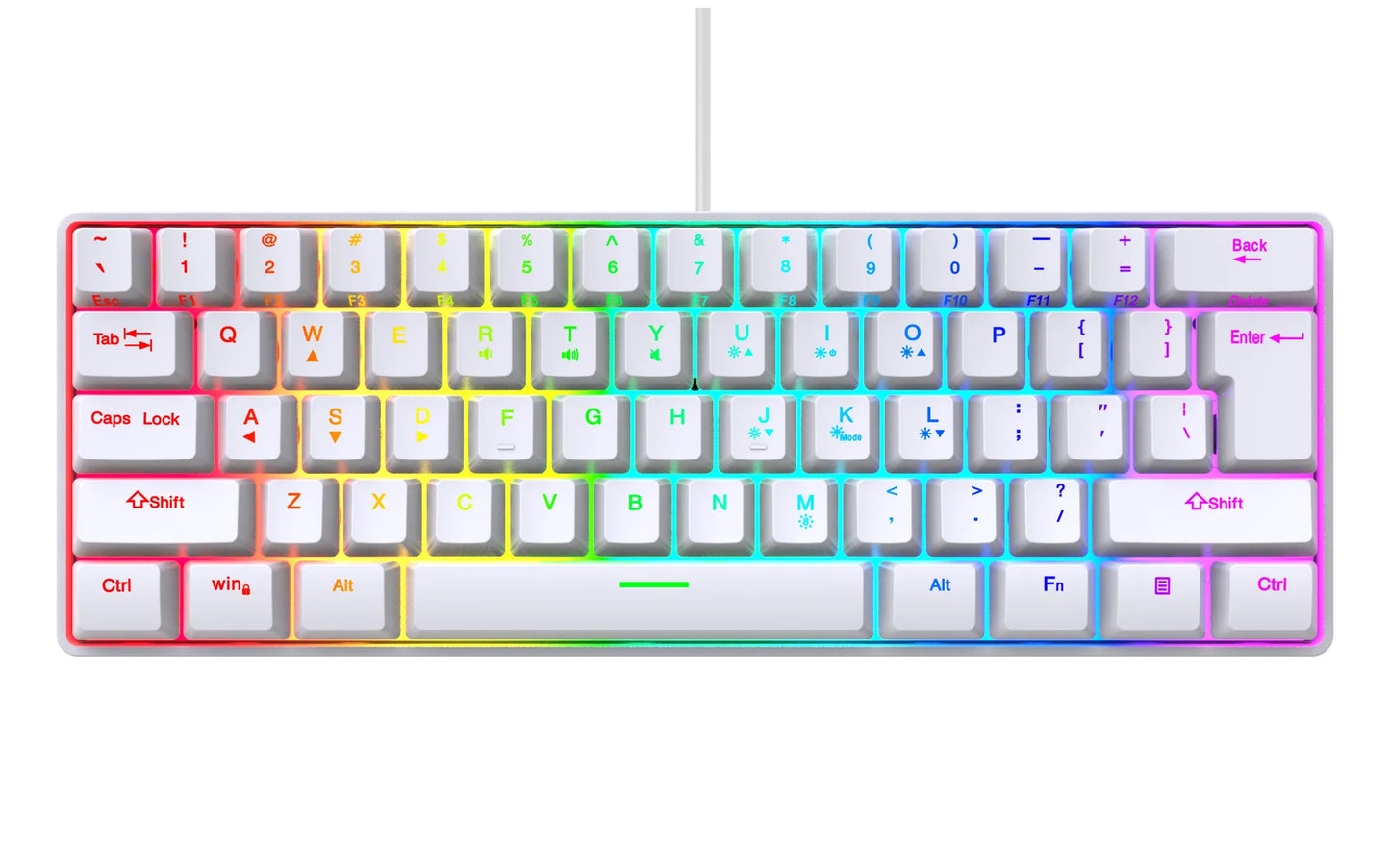 Teclado gaming, teclado ultracompacto de 61 teclas con retroiluminación RGB ruso/inglés, teclados de oficina resistentes al agua con sensación mecánica para gaming