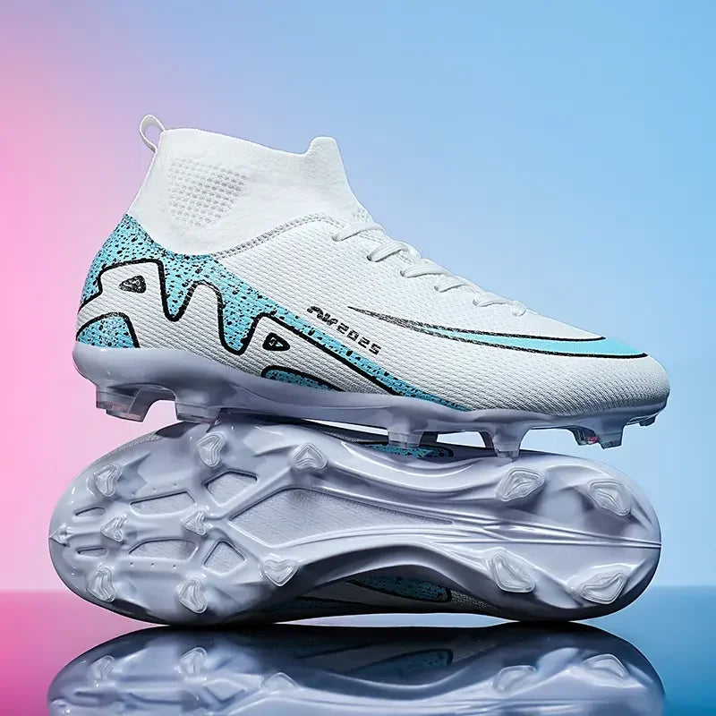 Men High Top Soccer Cleats Anti Slip Wear Resistant Firm Ground Breathable Comfortable Outdoor Grass Field Training Athletic