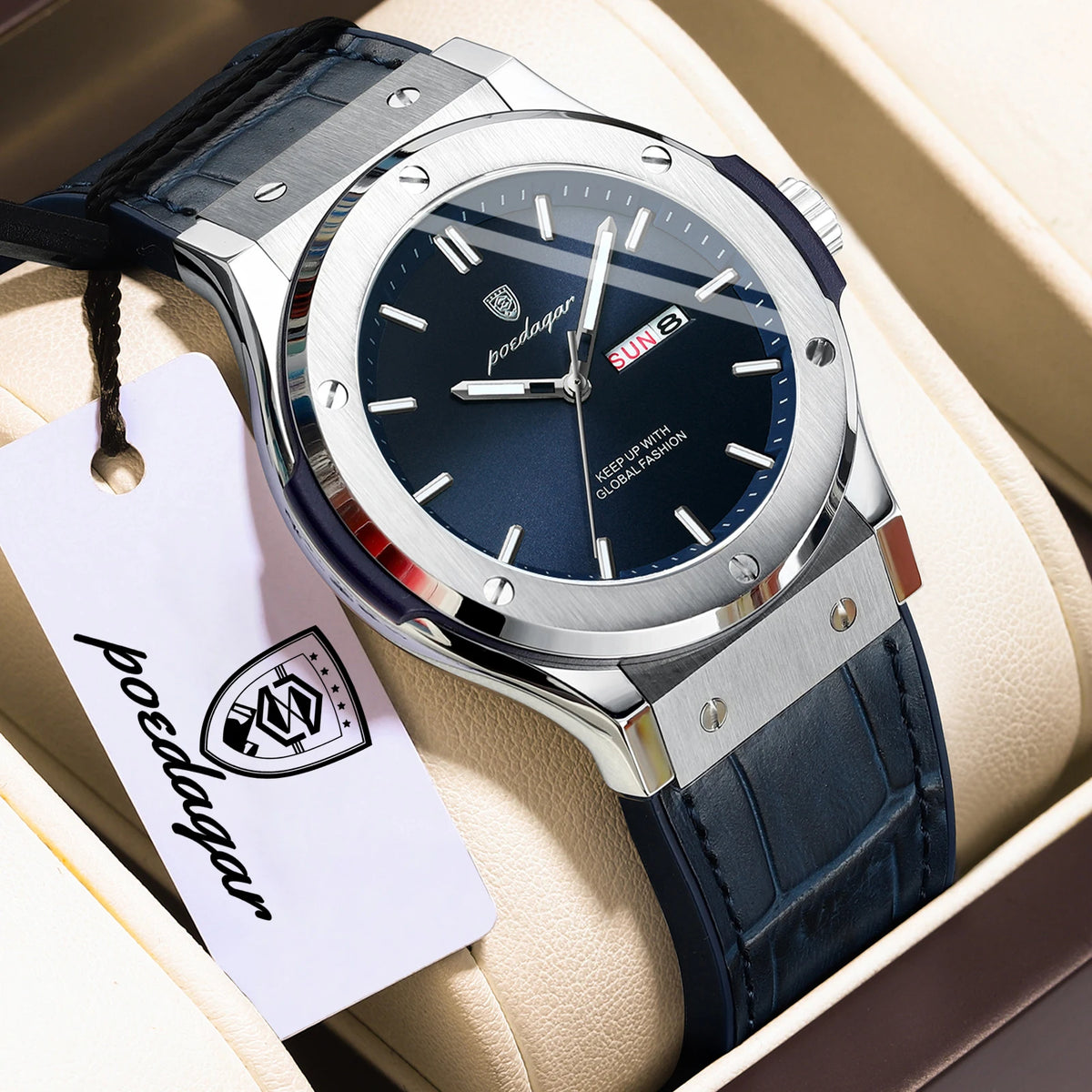 Relógio para homem POEDAGAR – Modelo original, estilo profissional, à prova de água, bracelete em silicone, indicação da data e do dia, movimento de quartzo, relógio de luxo na moda.