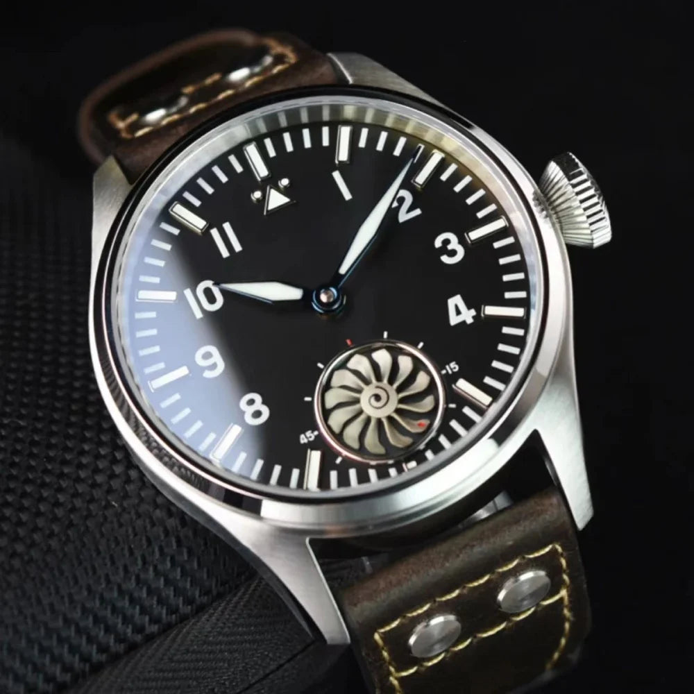 Reloj mecánico para hombre Hruodland 2025 nuevo, Seagull ST3620, piloto retro 43MM, luminiscencia Bgw-9, cristal de zafiro, turbina