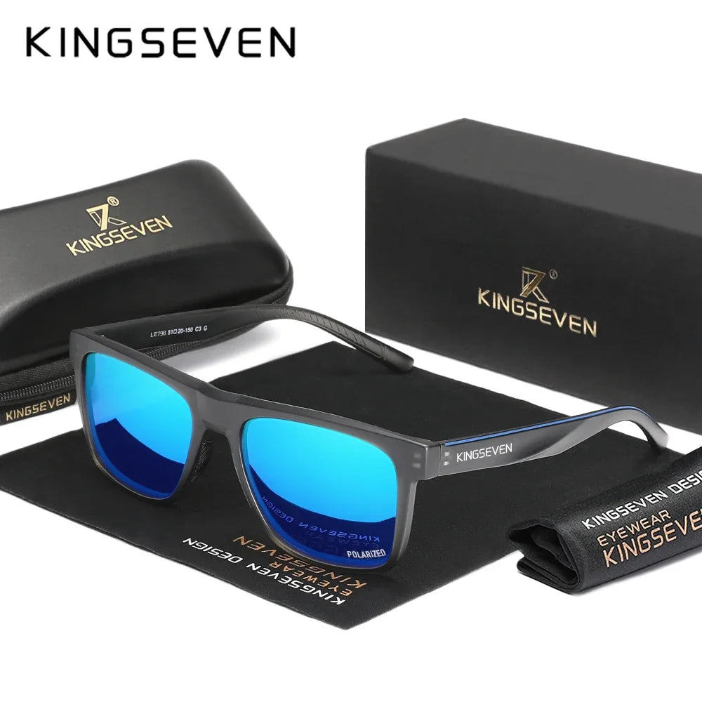 KINGSEVEN Brand Trendy Rectangle Frame Sunglasses Vintage Polarized Women Men Glasses Causal Driving Eyewear UV400