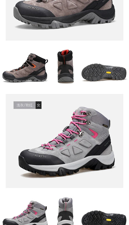 Zapatos de senderismo HUMTTO, botas de caza impermeables para hombre, botas tácticas de combate para desierto hasta el tobillo, botas de trekking para hombre y mujer, zapatillas cálidas de cuero