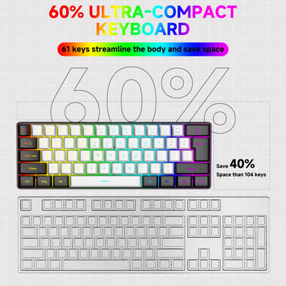2026 New Best-Selling Portable Wired Mini-Mechanical Keyboard K61 Mini-Keyboard, Suitable For Playing Games, Compact And Conveni