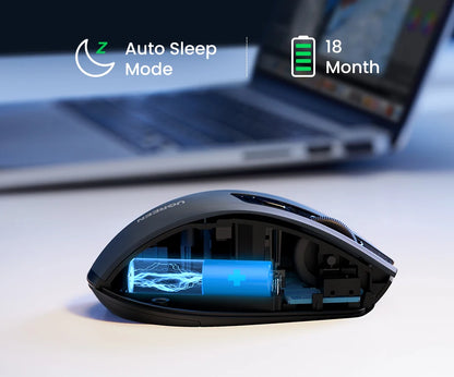 UGREEN bežični miš Bluetooth 5.0, ergonomski miš 4000DPI, 6 tihih tipki, miš za MacBook, tablet, prijenosna računala, računalo PC, 2.4G miševi